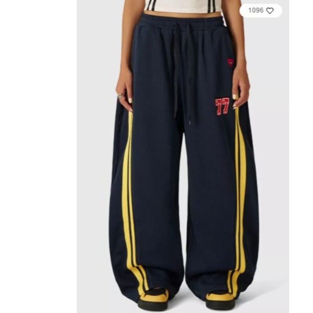 Aelfric Eden Stripe Baggy Barrel Sweatpants Dark Blue Small